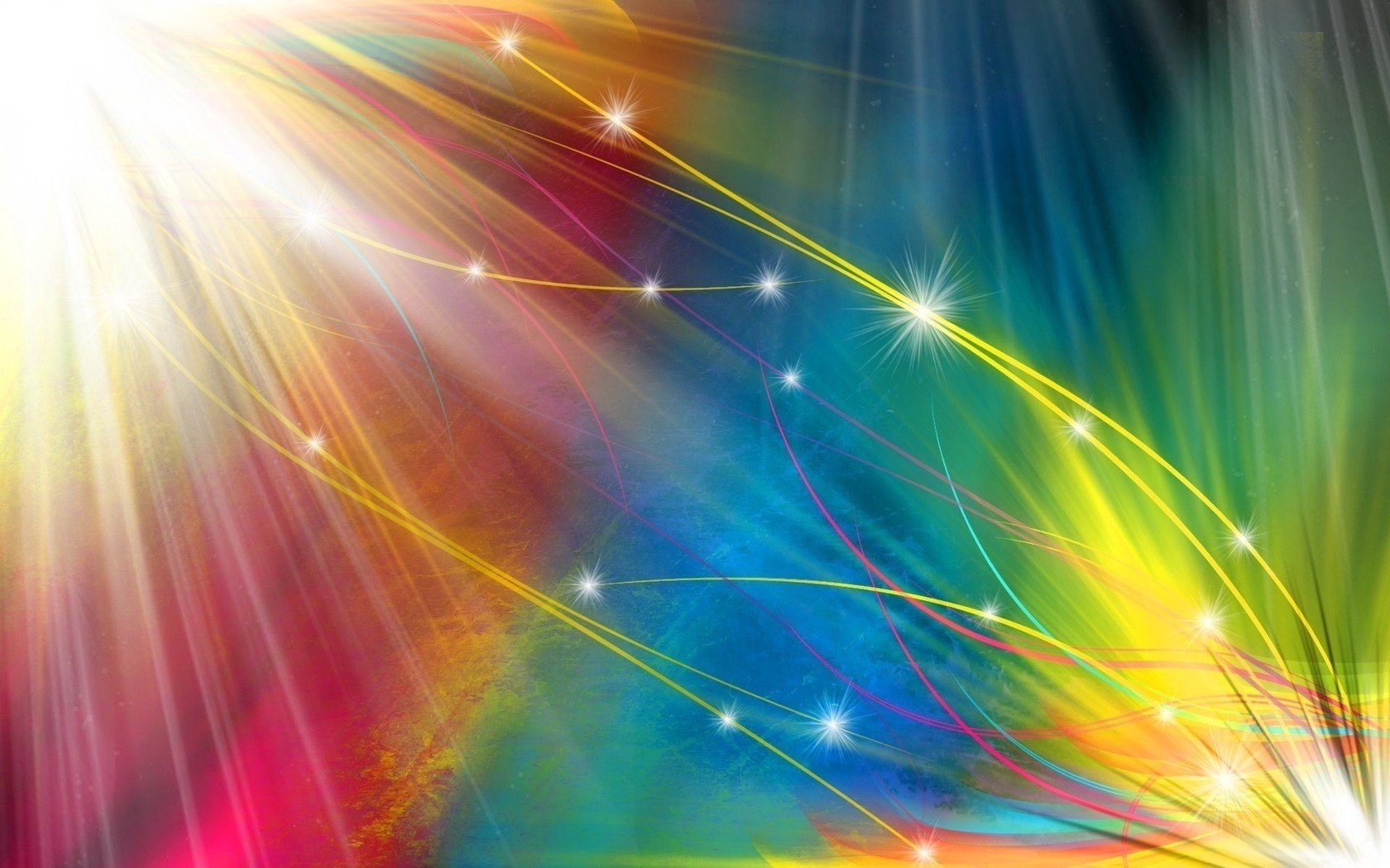 kolorowe promienie tęcze gwiazdki fantazje kolorowe plamy