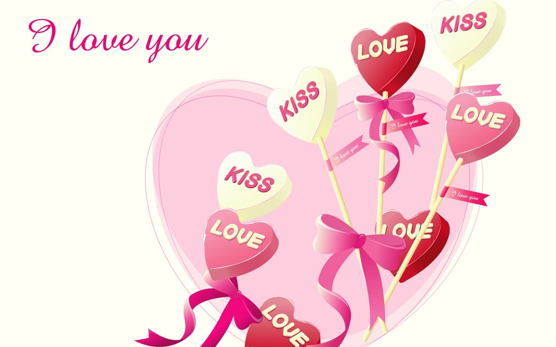 serca na patyku pocałunek miłość serce uczucia wakacje słodycze cukierki kokardki kije białe tło