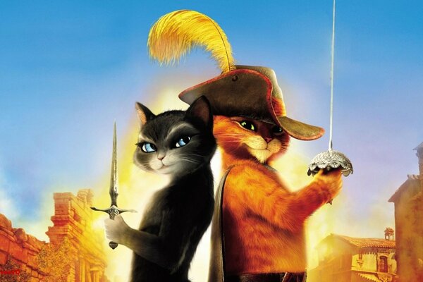 Zdjęcie kota w butach z kreskówki