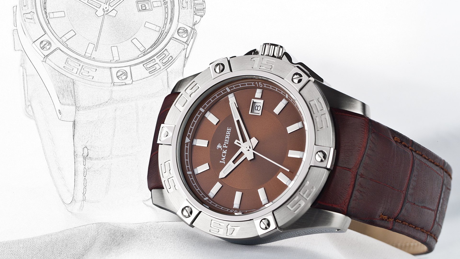 zegarek brązowy skóra szyta