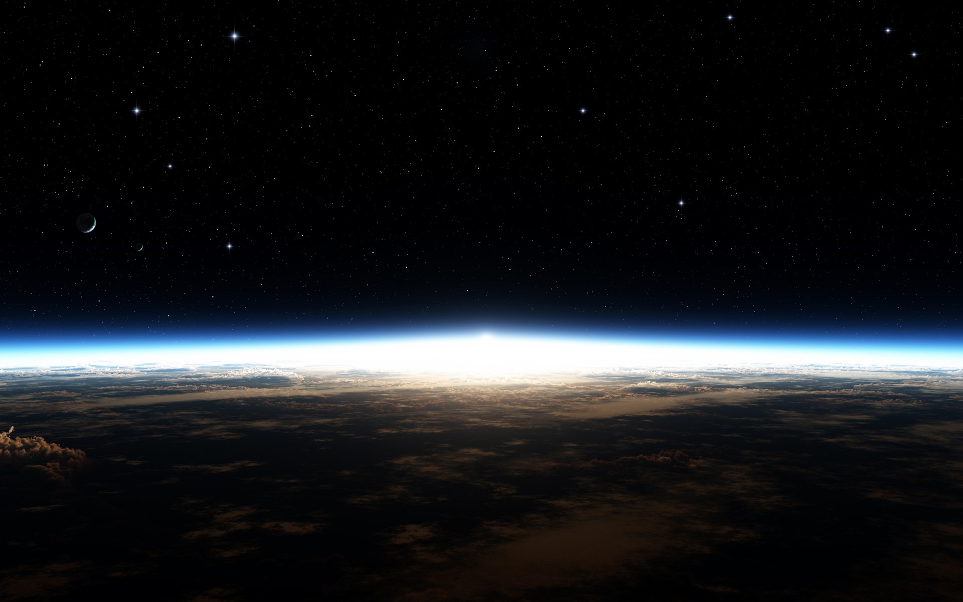 przestrzeń gwiazdy planeta ziemia blask horyzont galaktyka chmury