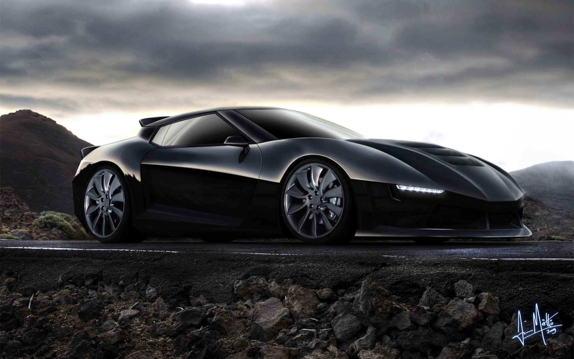 samochód koncepcyjny samochód wyścigowy droga góry kamienie