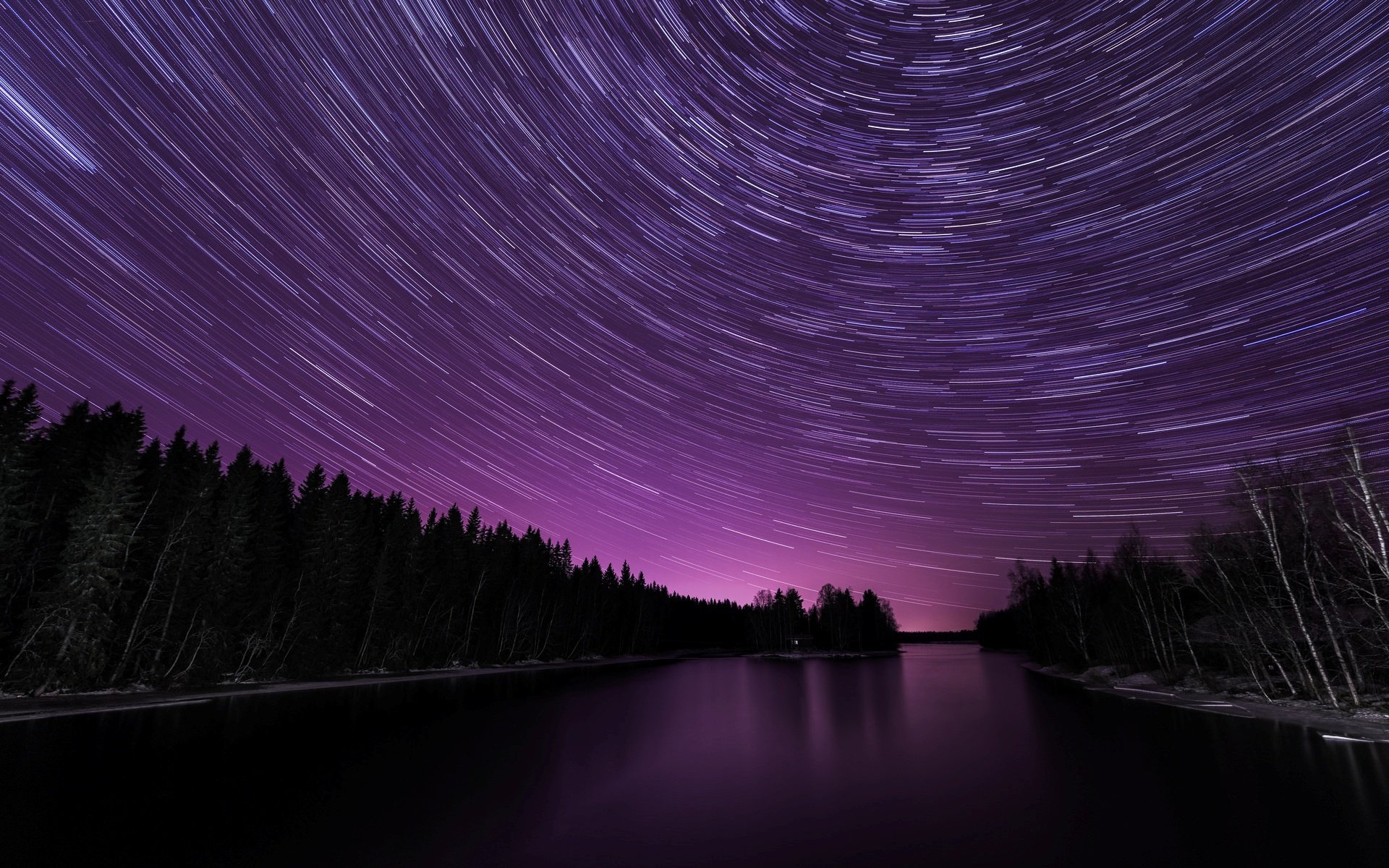 natura drzewa rzeka rzeka morze woda noc wieczór gwiazdy