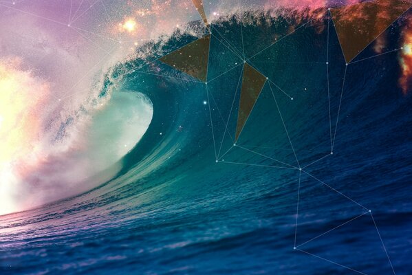 Kolorowe morze z pięknym niebem