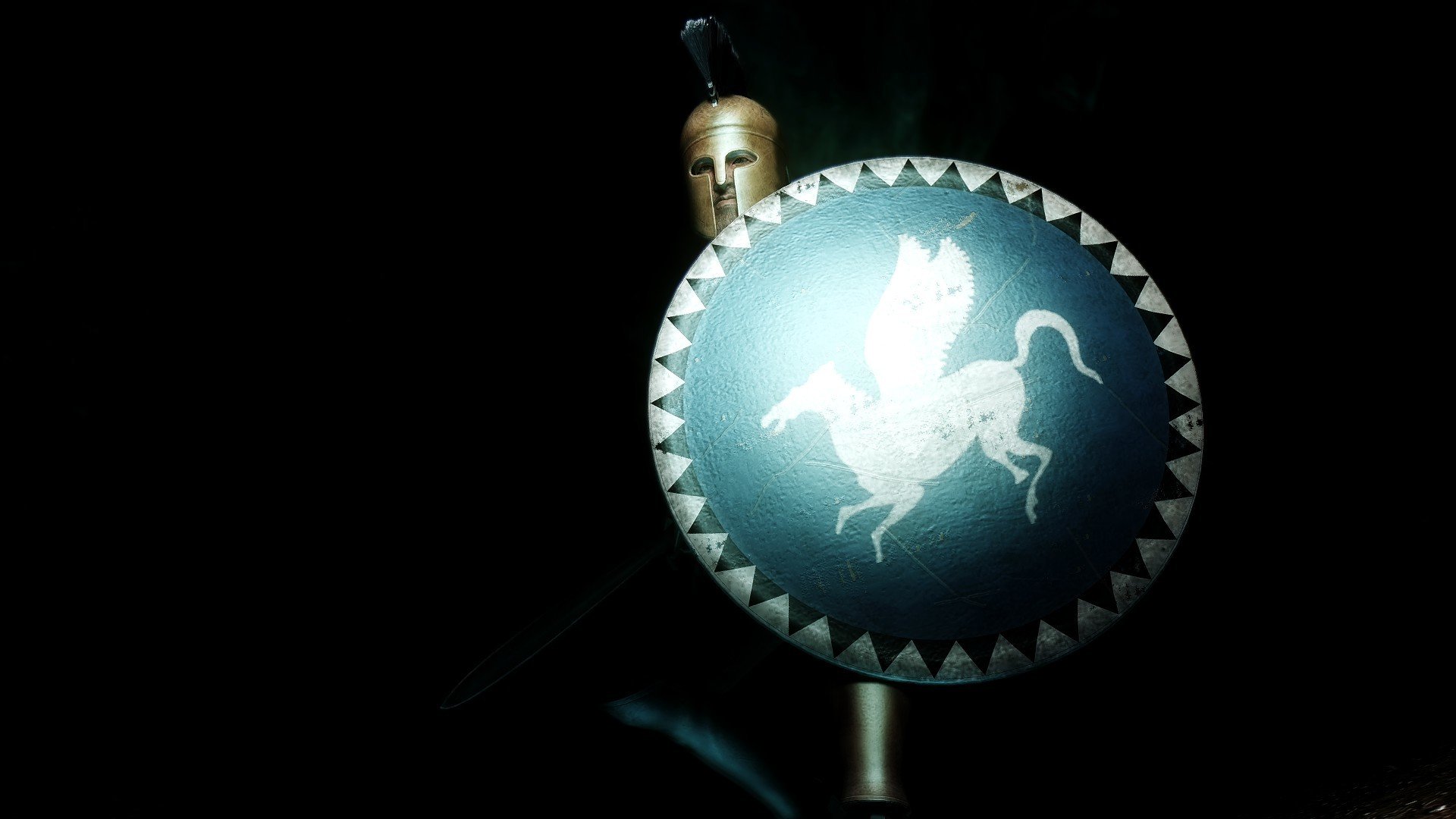 wojownik zbroja hełm miecz tarcza tło