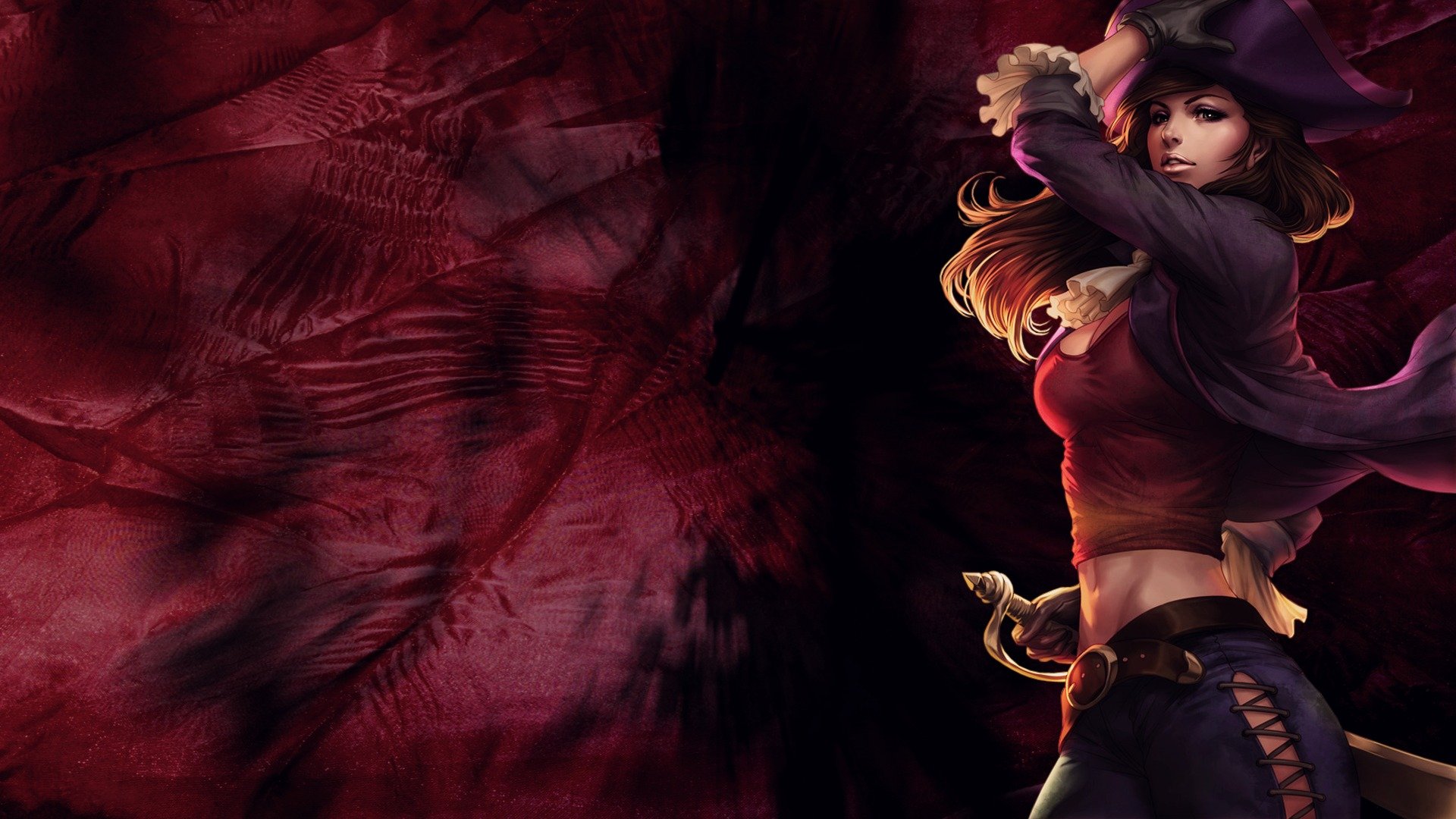 dziewczyna pirat szabla proste tło