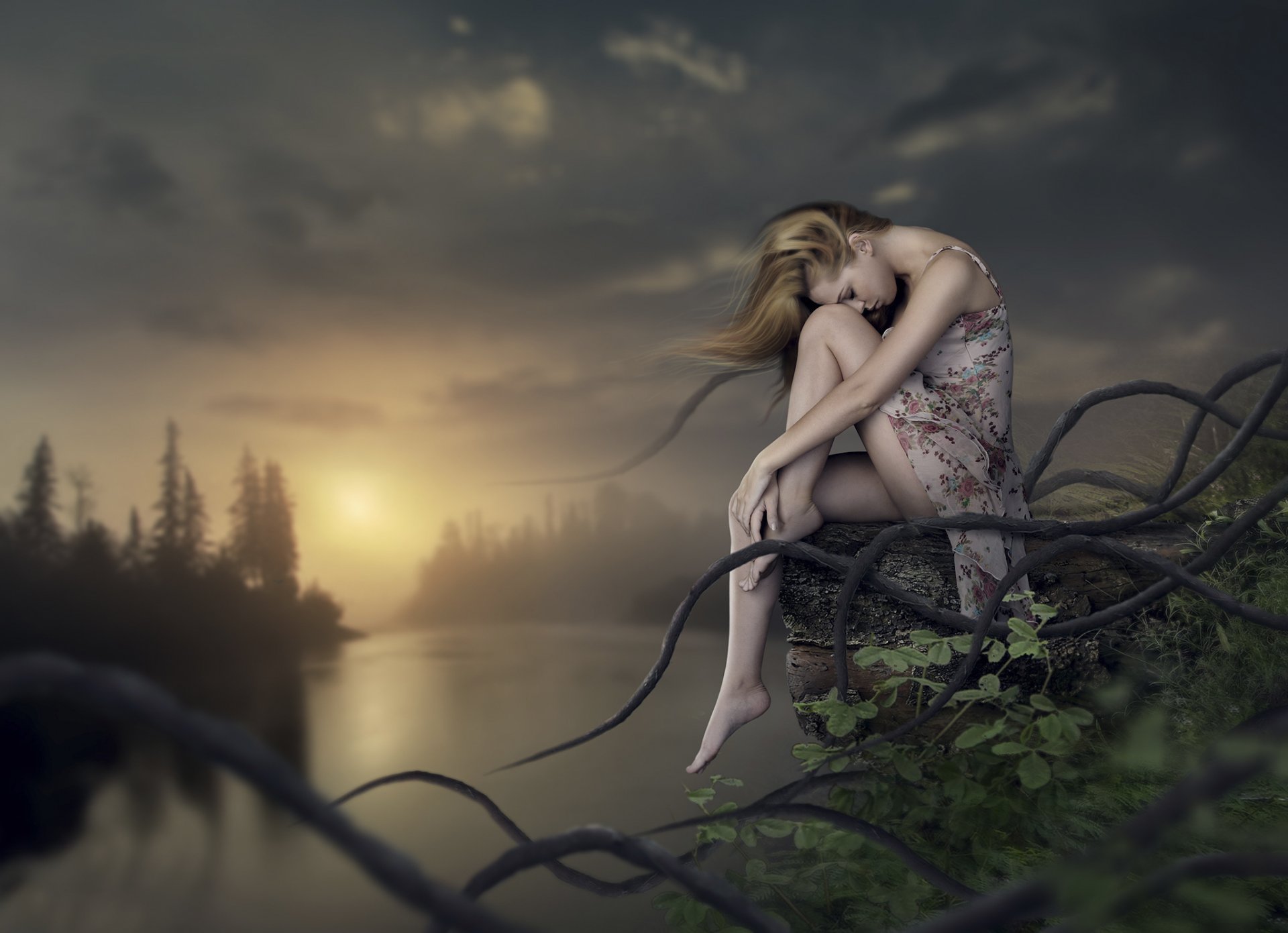 fairy land surrealistyczne sztuka dziewczyna fantasy natura