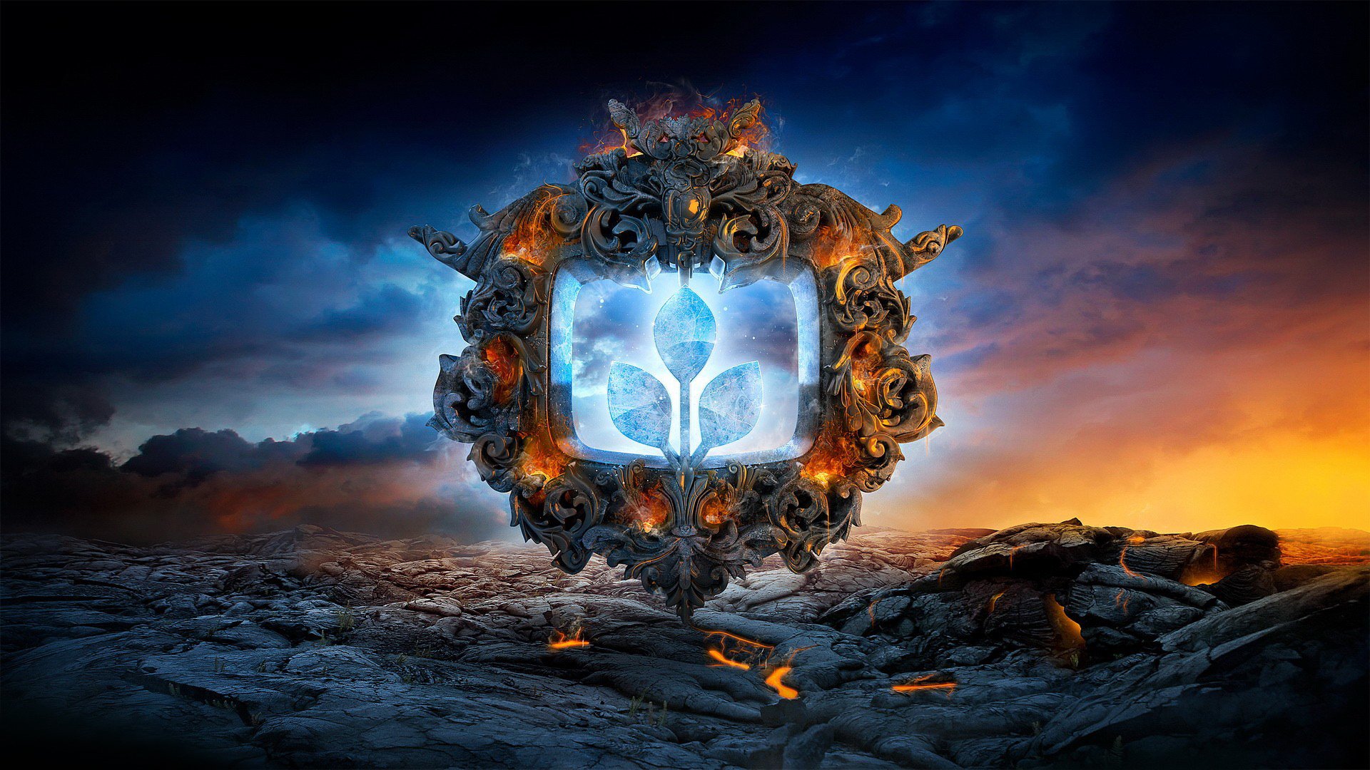 kamienie lawa art render desktopography