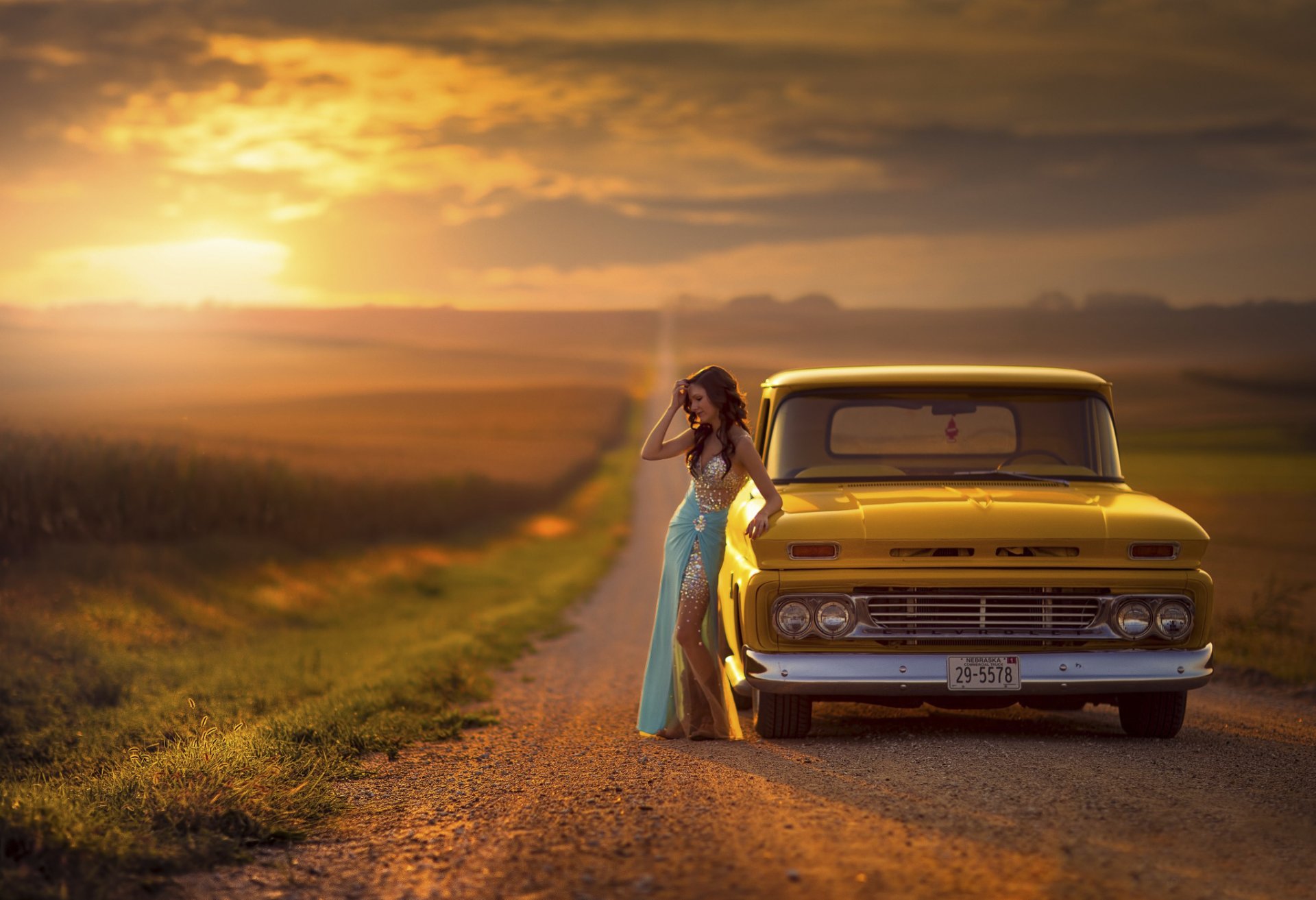 przestrzeń droga dziewczyna samochód auto chevrolet
