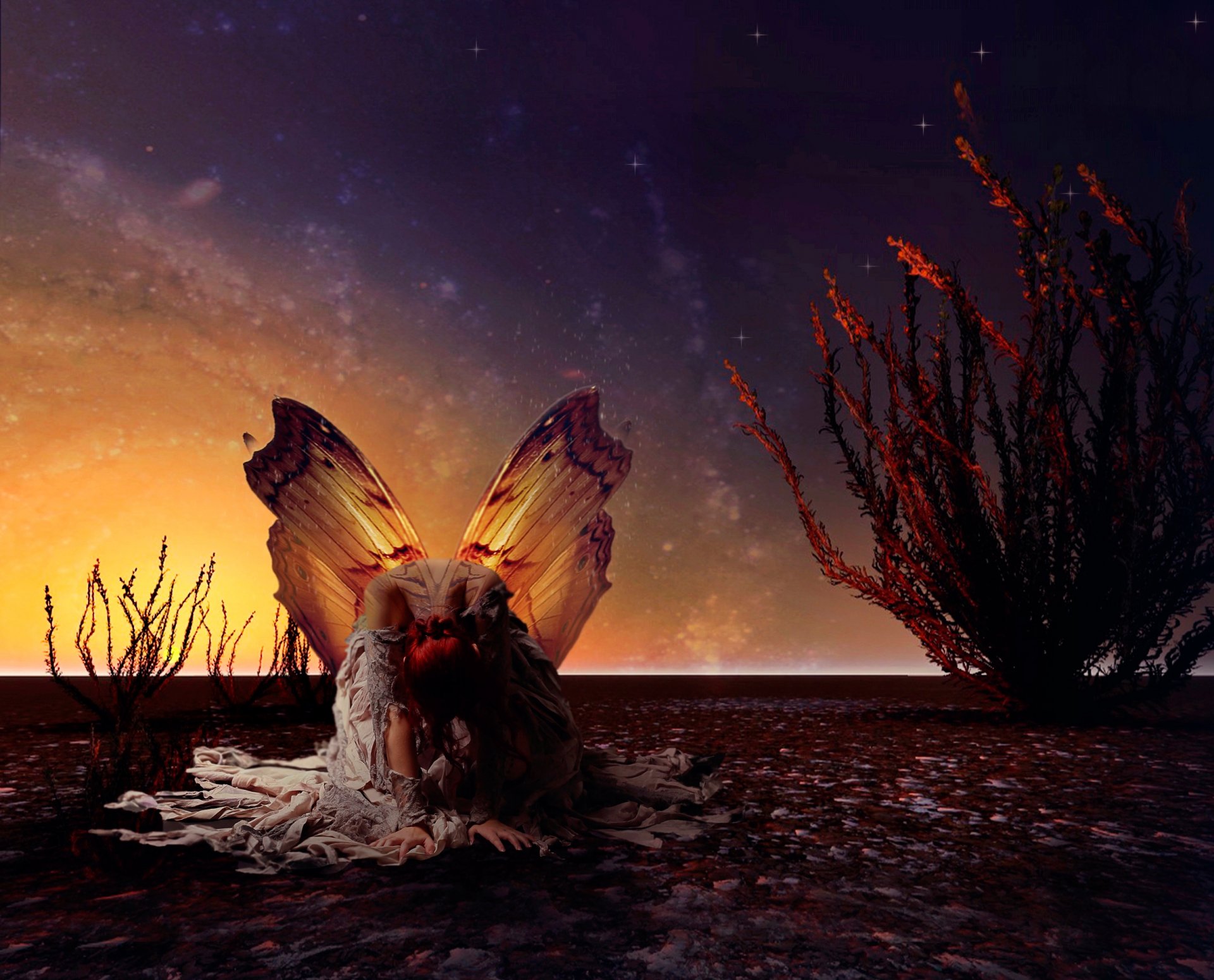 dziewczyna skrzydła motyl sztuka