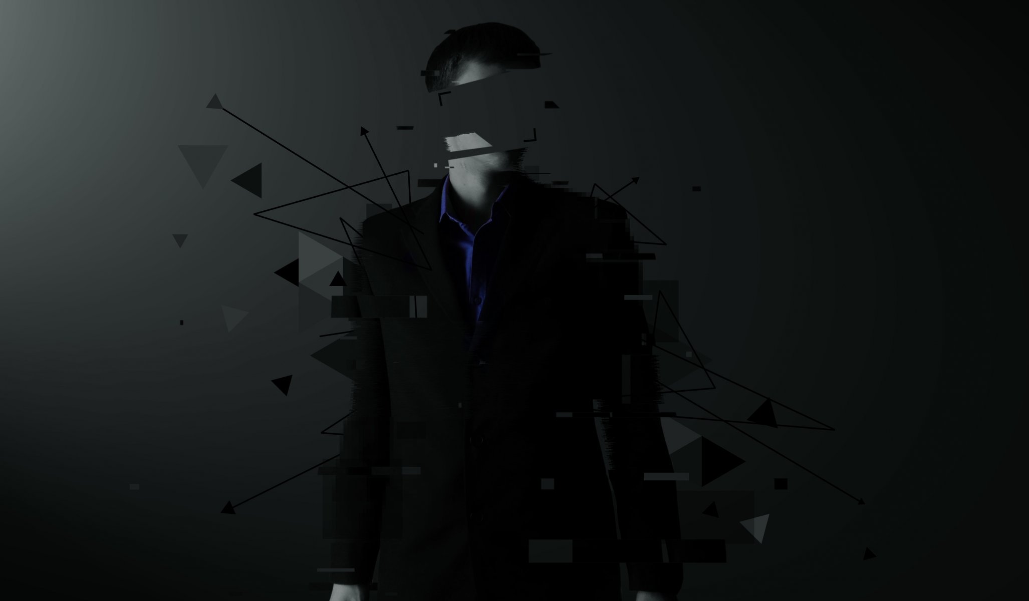 człowiek bez twarzy abstrakcja rendering bb kurtka