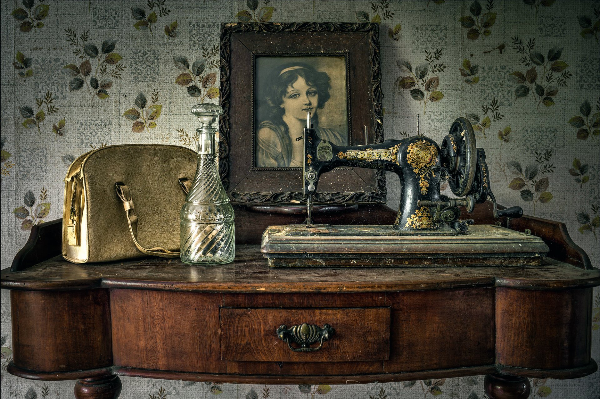maszyna do szycia retro portret