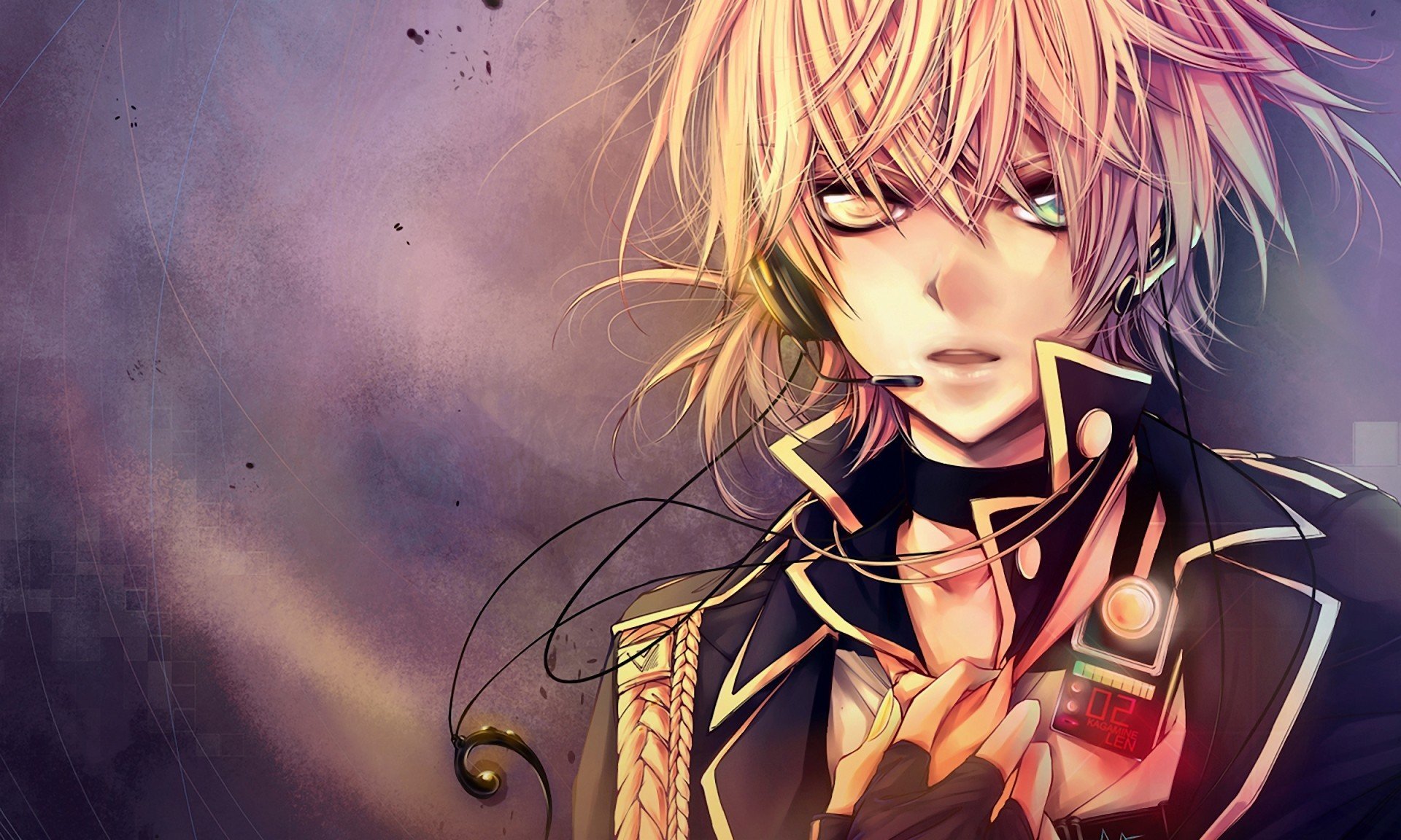 kagamine len vocaloid facet słuchawki drut camisole