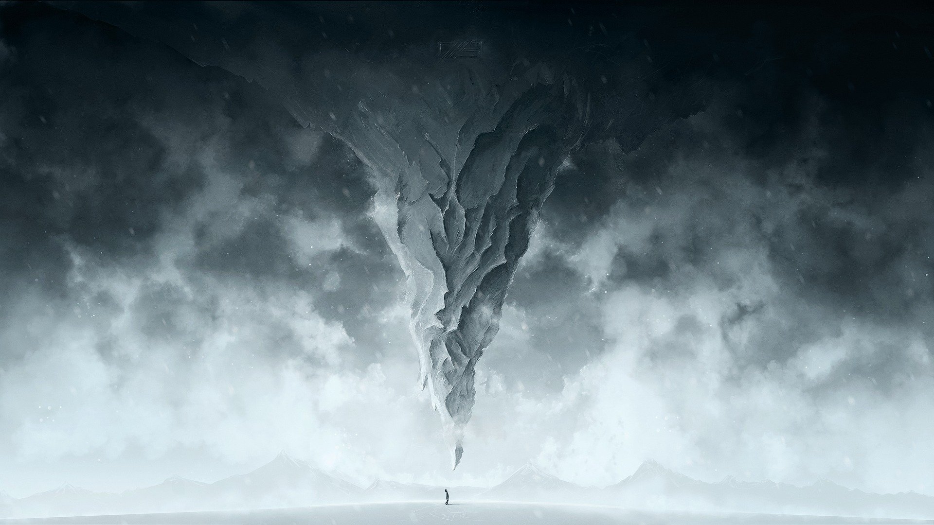 góra zima zamieć śnieg człowiek zimno sztuka