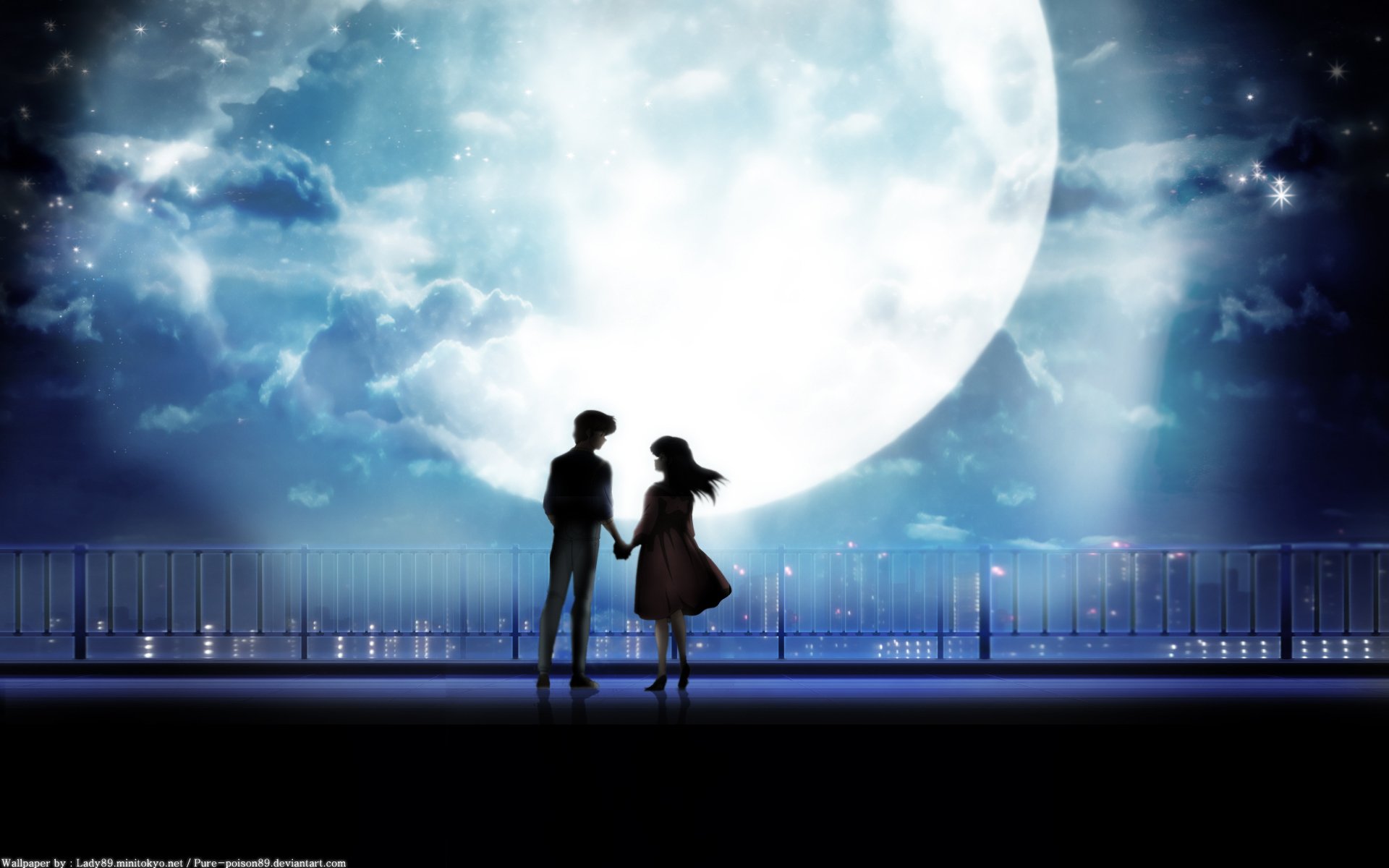 takahashi rumiko maison ikkoku księżyc noc miasto chłopak dziewczyna para