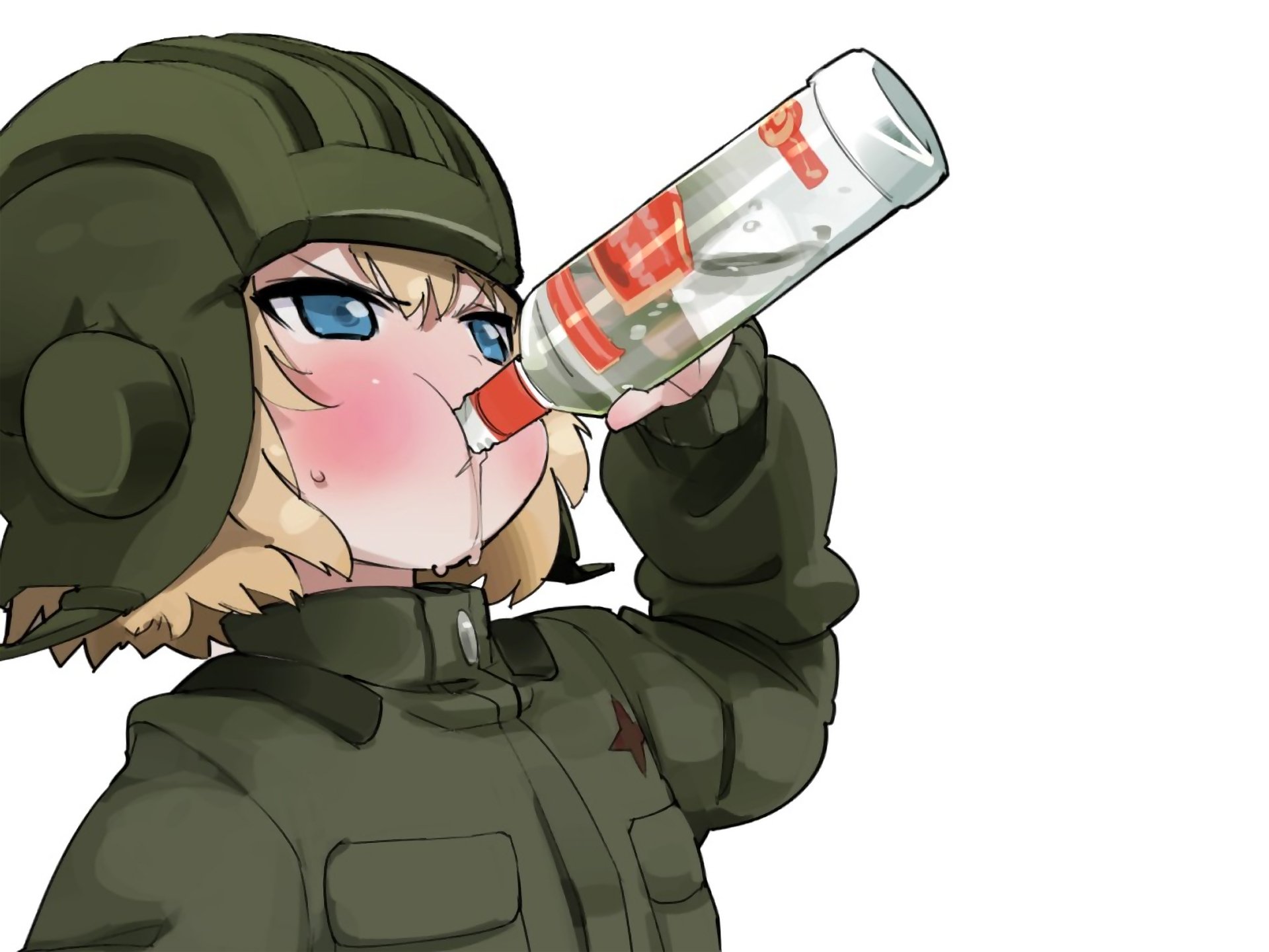 anime art dziewczyna czołgistka wódka stereotypy harepore katusha dziewczyny und tank ekskluzywny
