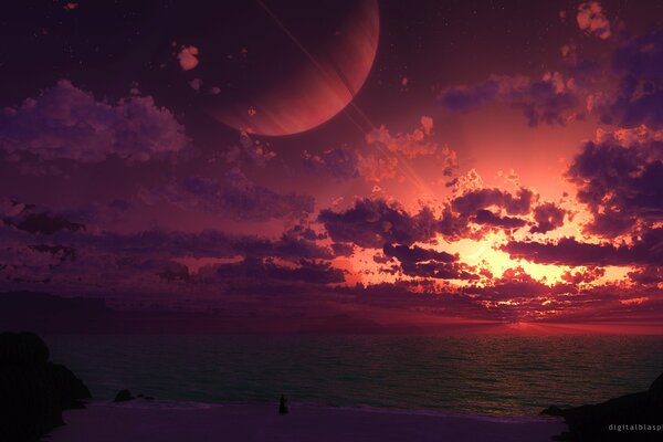 Fantastyczny Krajobraz przedstawiający planetę