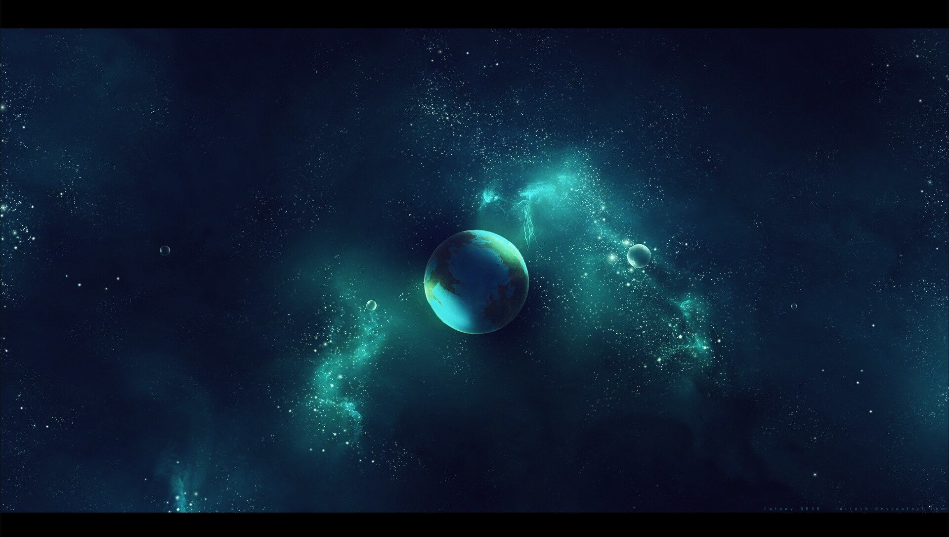 przestrzeń kosmos planeta gwiazdy mgławica