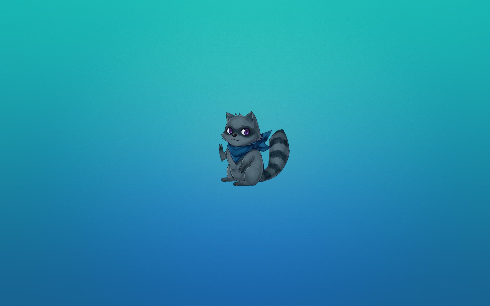 szop pracz paski anime ogon zwierzę niebieskawe tło