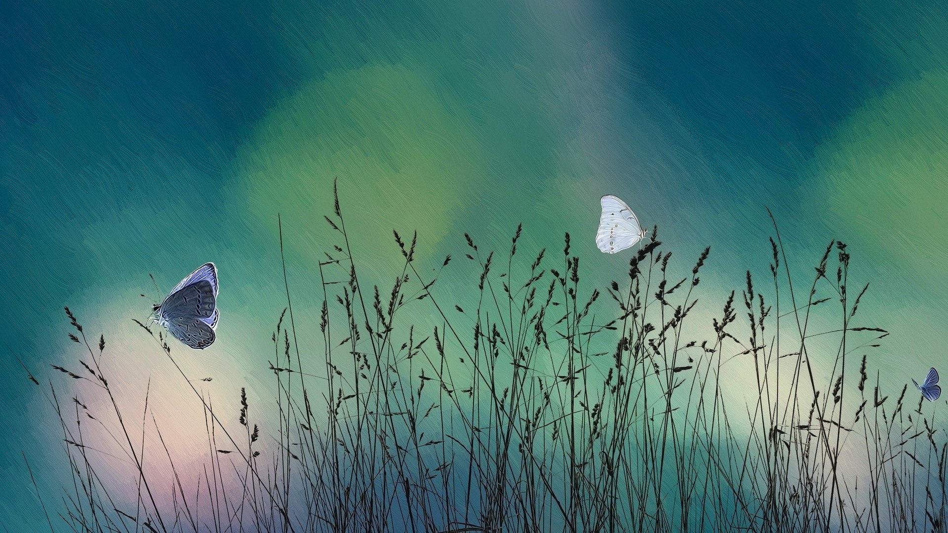 malarstwo motyl tło trawa