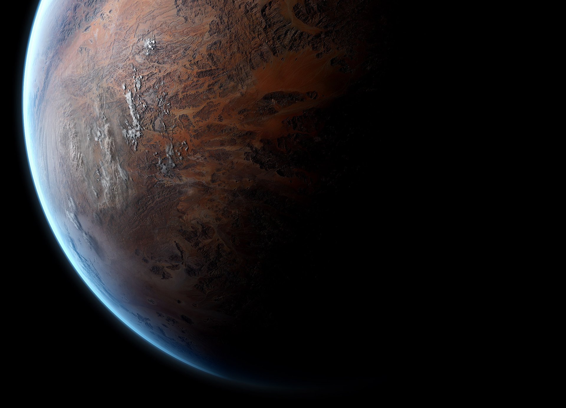 przestrzeń planeta teren powierzchnia atmosfera cień światło