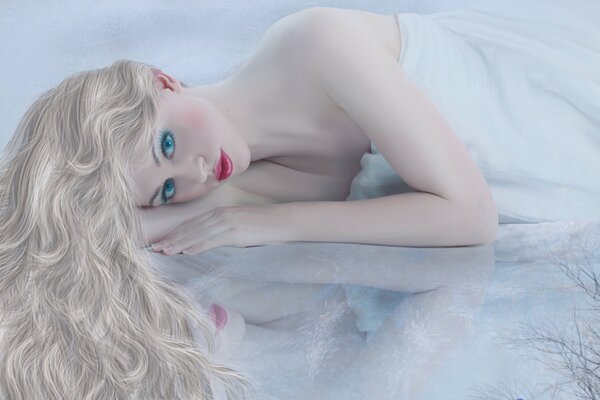 Dziewczyna Blondynka Cała w białym