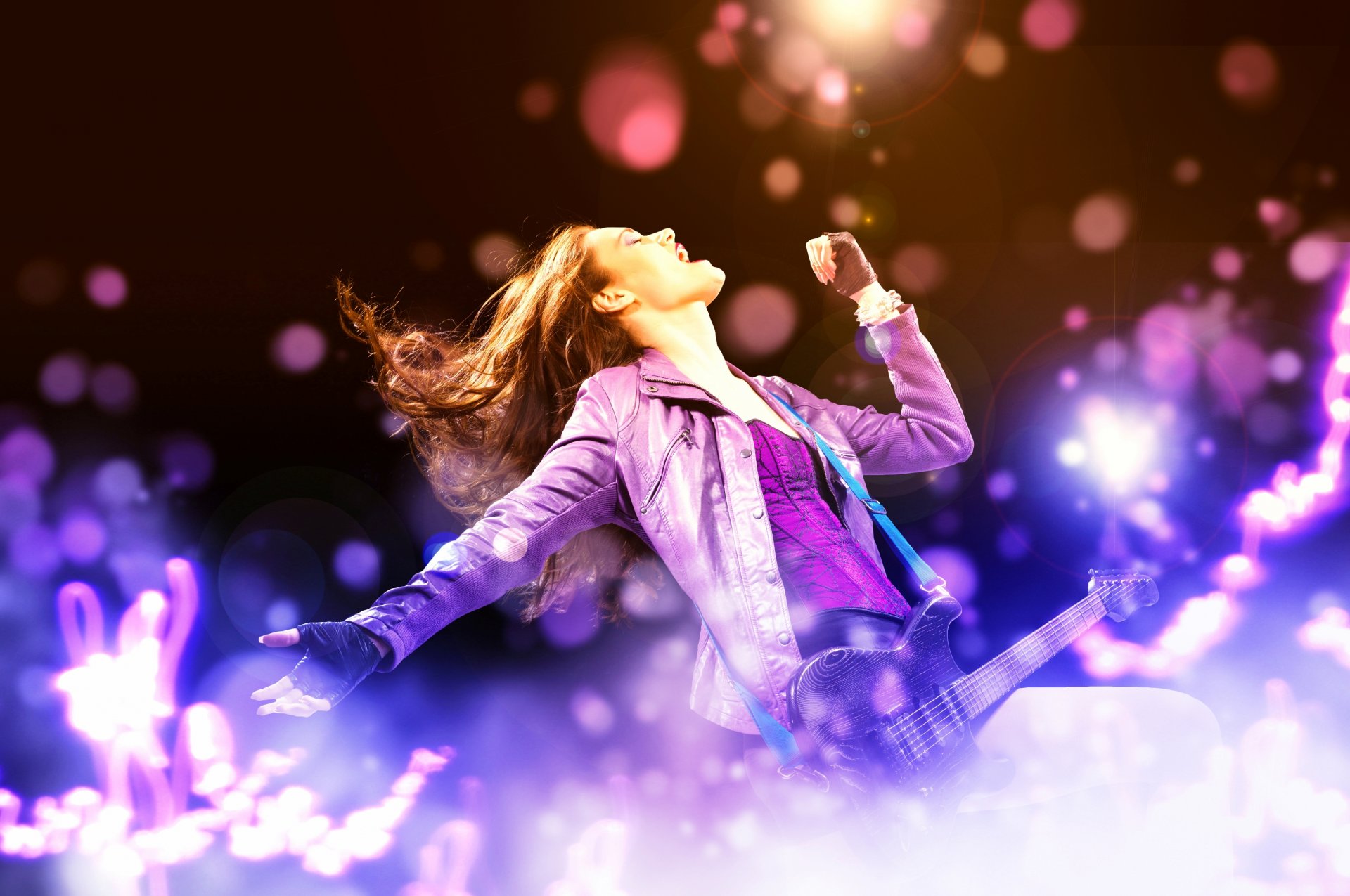 dziewczyna gitara muzyka rock