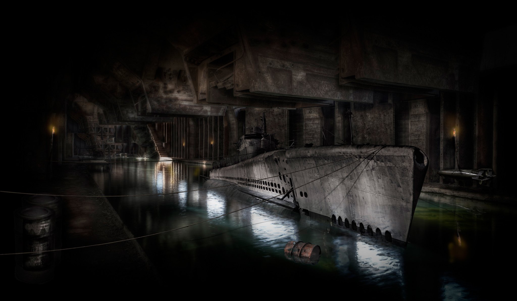 podwodny okręt podwodny dok schron