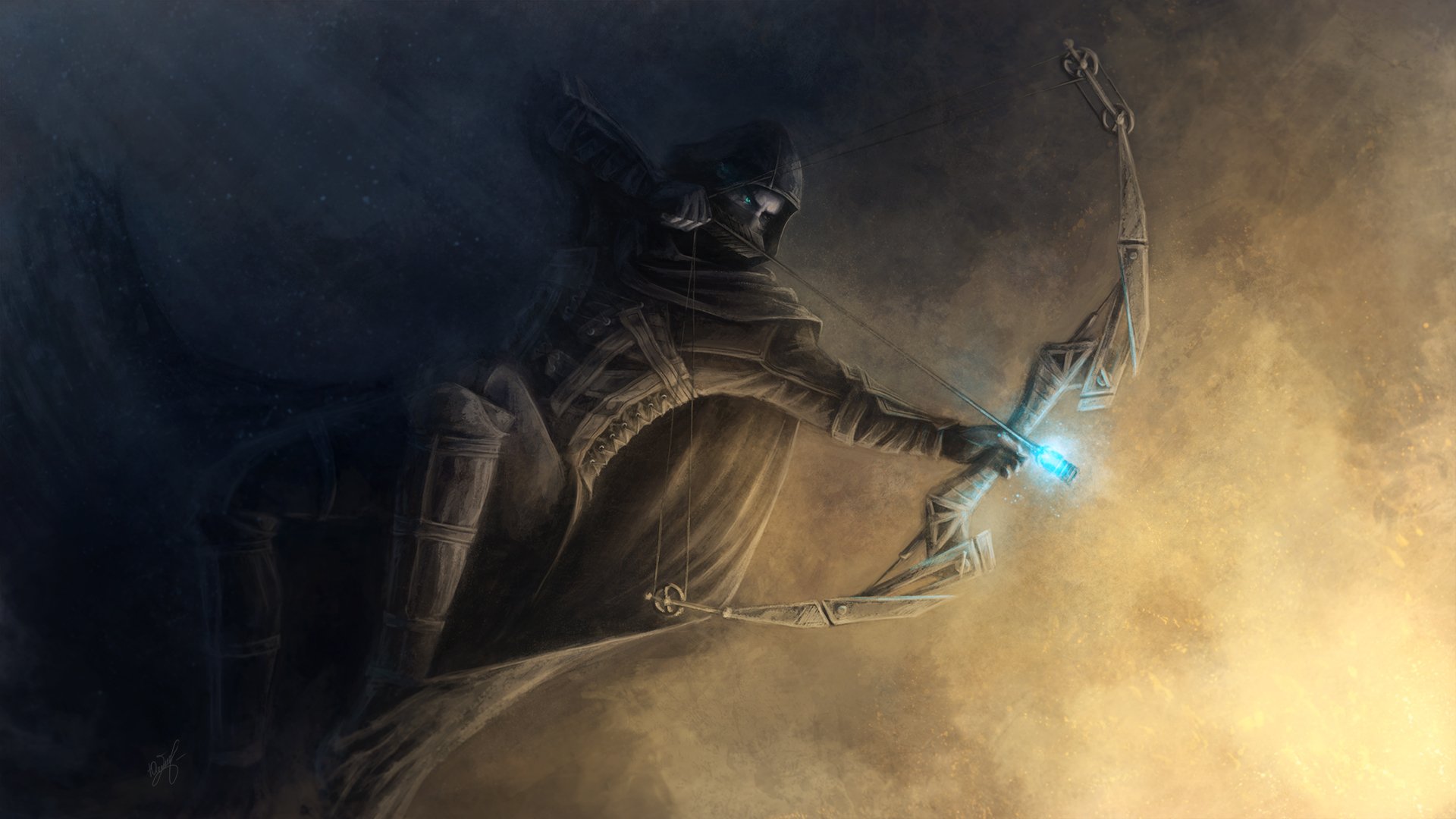 sztuka złodziej 4 garrett mężczyzna łuk broń płaszcz tło