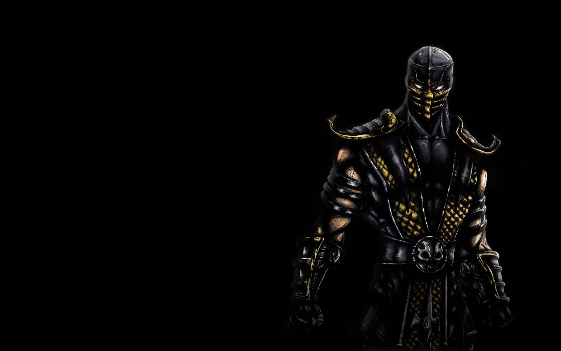 mortal kombat skorpion ninja ciemne tło