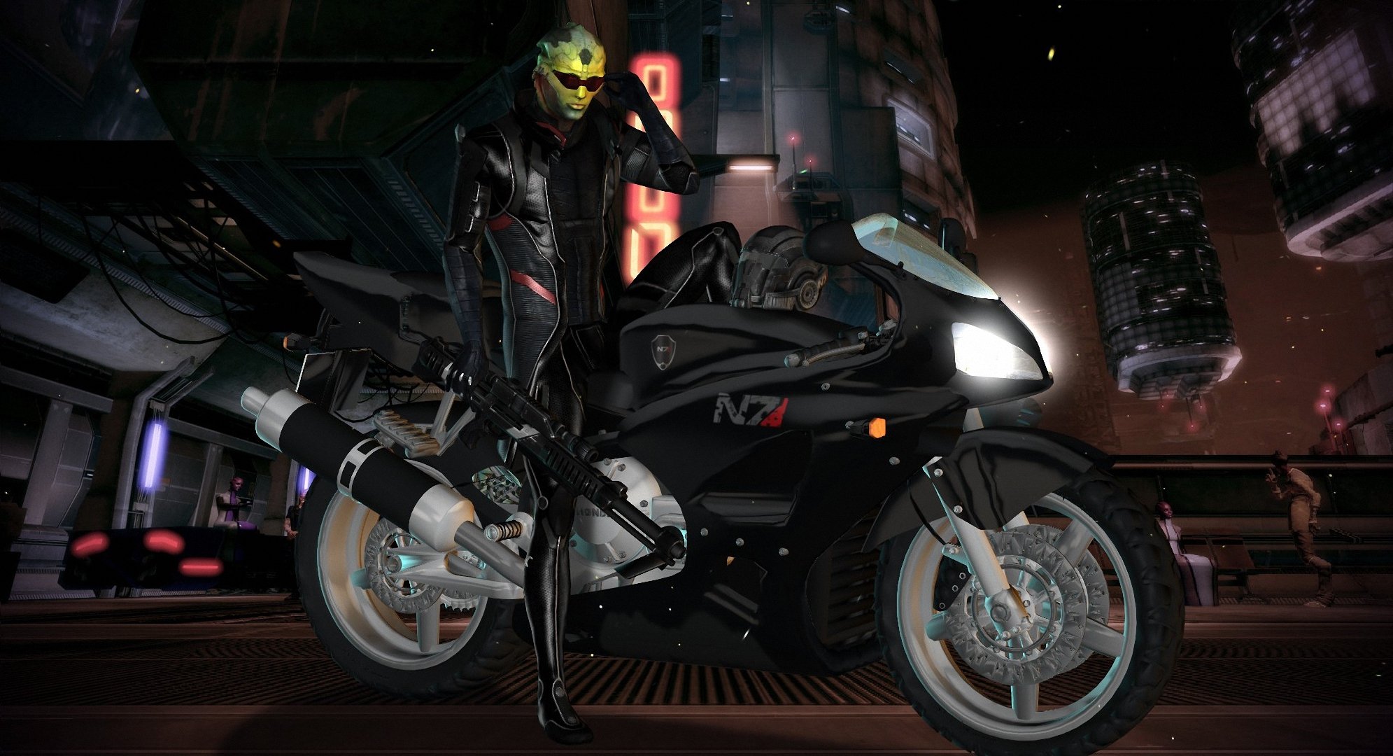 fan art mass effect tan thane omega motocykl n7