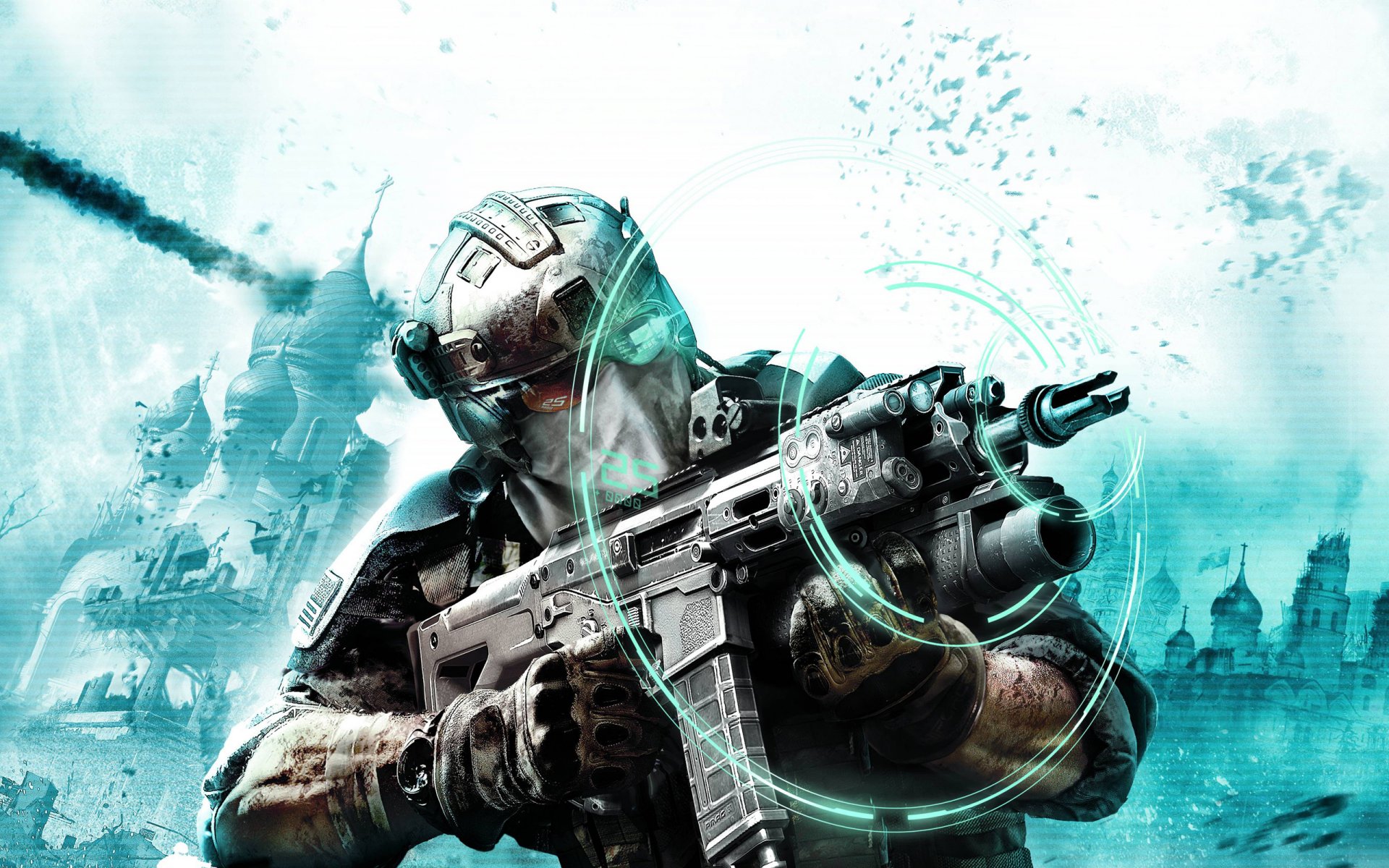ghost recon: future soldier ghost squad tom clancy broń żołnierz hologram okulary rękawiczki luneta karabin maszynowy kamuflaż kościół eksplozja arctic strike