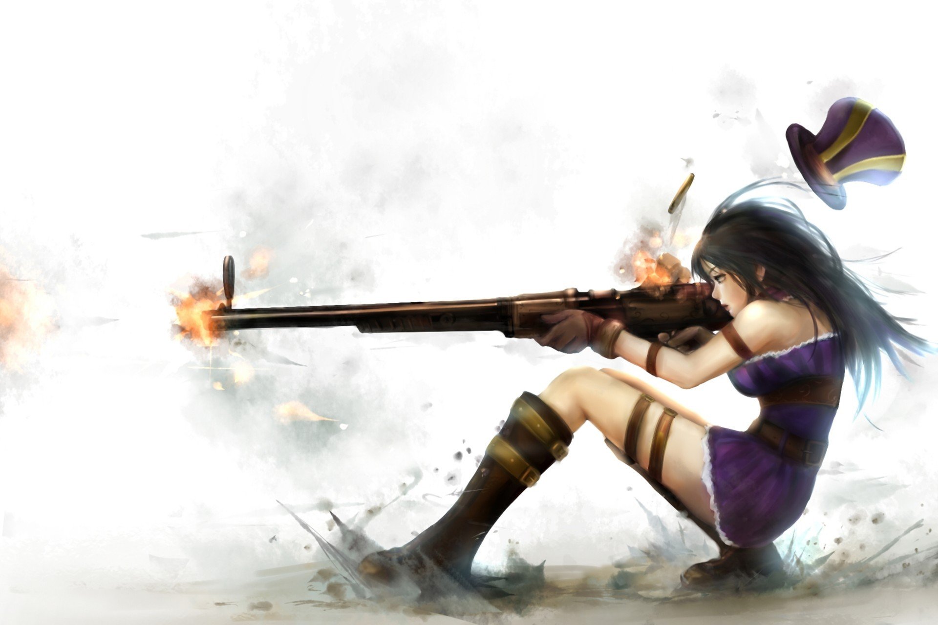 art zhang xiao bo league of legends caitlin dziewczyna broń strzał strzelba pył