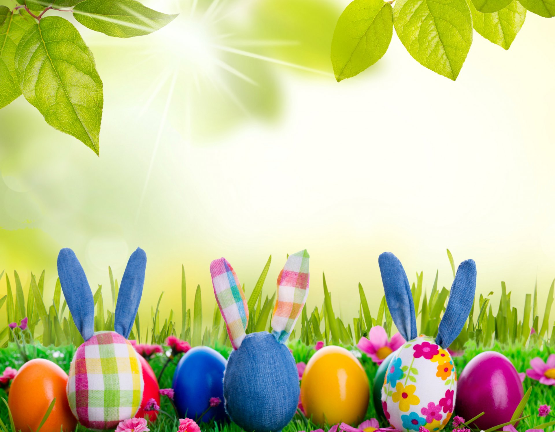 wielkanoc królik wiosna słońce łąka trawa jaja kwiaty wiosna zabawka