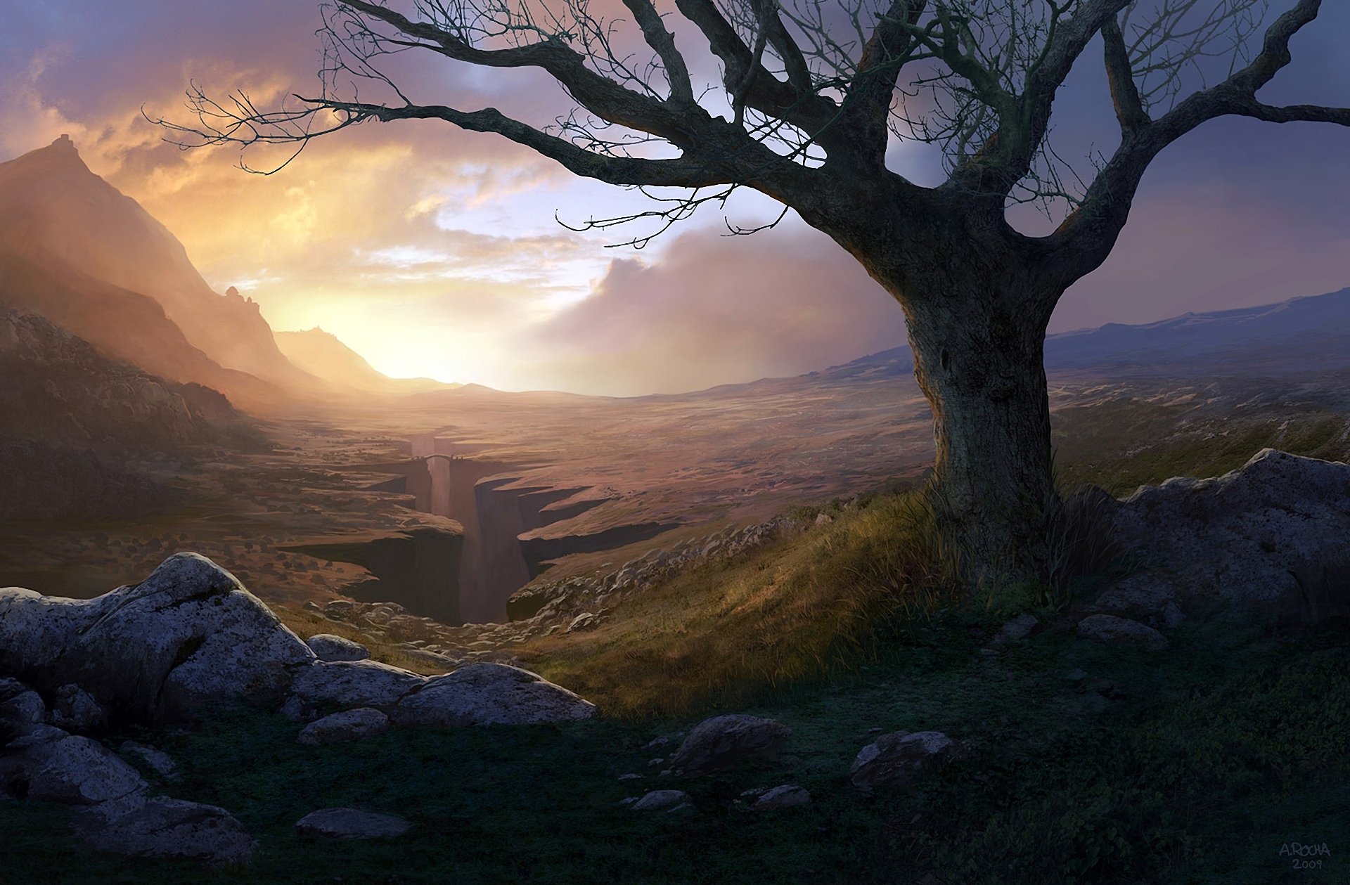 art andreas rocha drzewo kanion wąwóz skały skały góry most