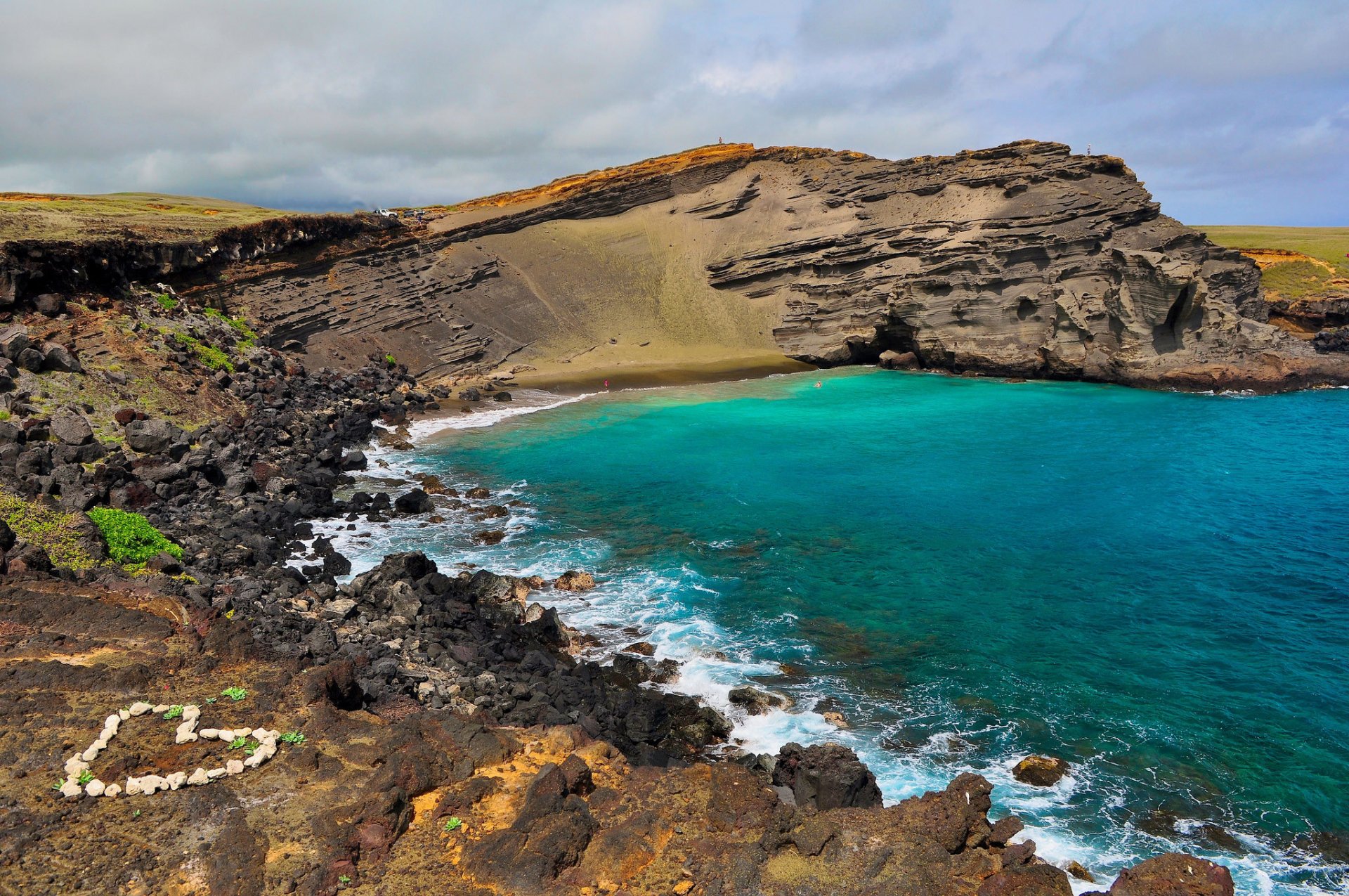 hawaje kamienie ocean wybrzeże serce